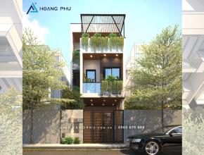 Mẫu nhà phố 2 tầng 1 tum có giếng trời thông thoáng