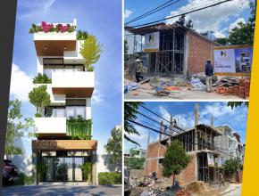 Xây nhà trọn gói, nhà phố hiện đại lạ mắt