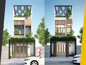 Nhà phố 3 tầng hiện đại, với thiết kế lệch tầng đẹp lung linh